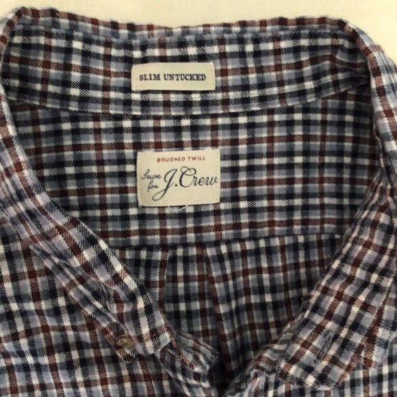 J CREW Button Up Plaid Flannel Blue/Red Shirt L - Picture 3 of 5